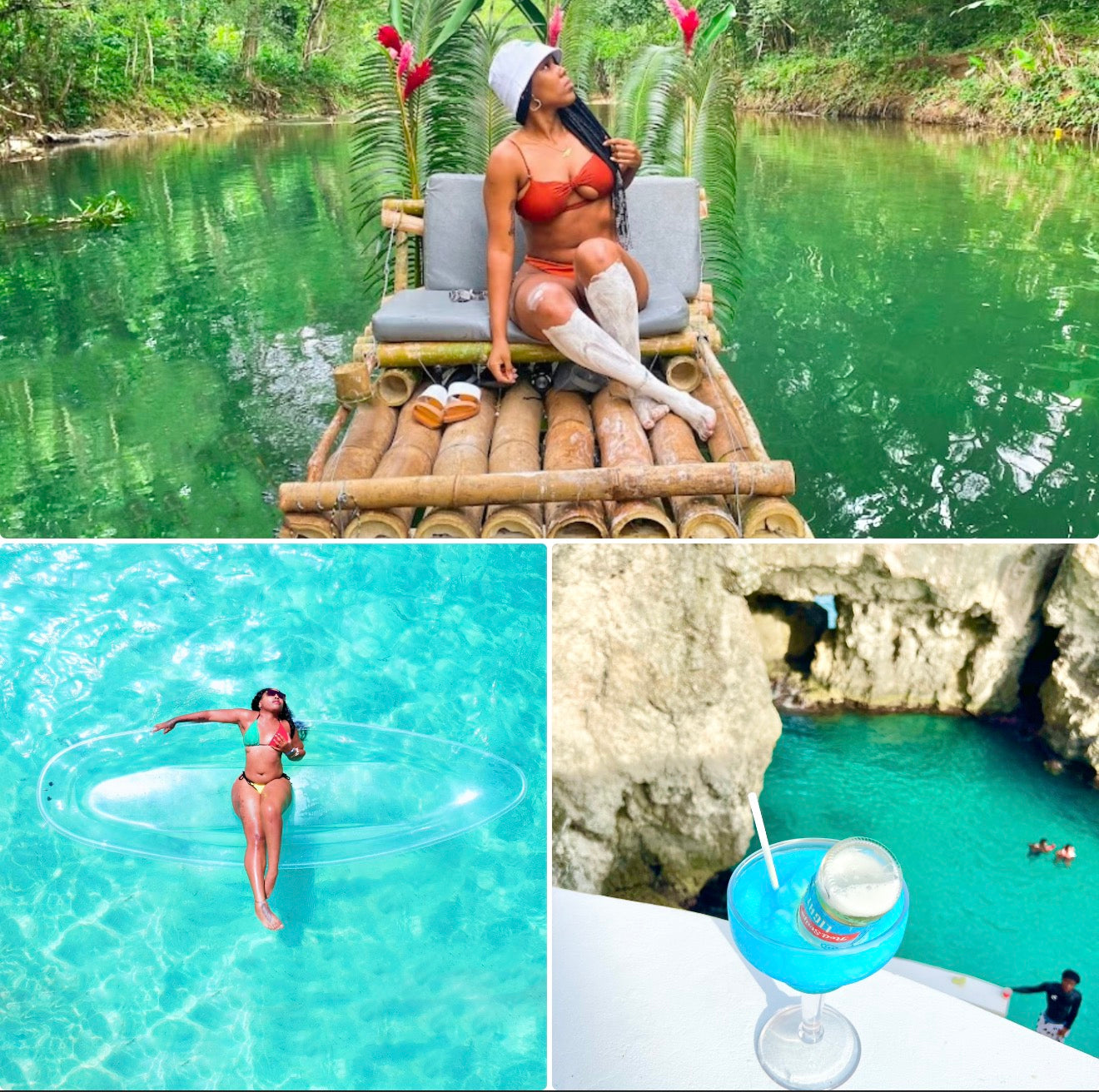 3-in-1 Luxury Bamboo Rafting + Clear Kayak + Ricks Cafe Experience 🎋🇯🇲🥂(All prices are per person. Free Transportation for groups of 2 or more.)