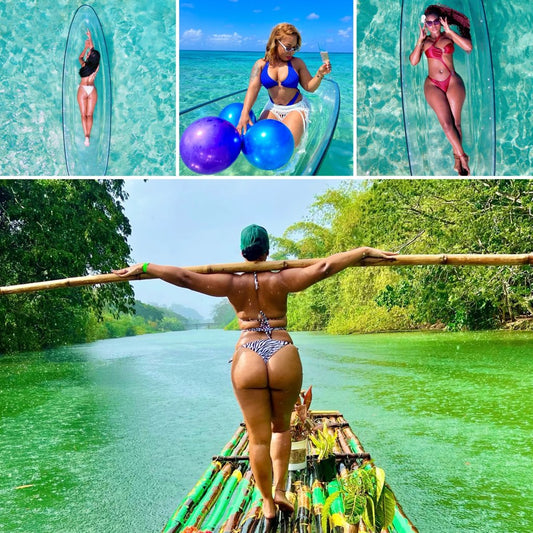 2- IN-1 Bamboo Rafting + Luxury Clear Kayak (All prices are per person. Free Transportation for groups of 2 or more.)